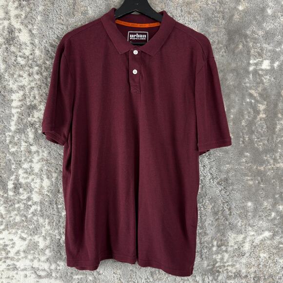Urban Pipeline Size XL Minimalist Casual Button Polo Shirt Burgundy Short Sleeve - Picture 1 of 6